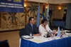 The Honourable Chandrika B. Kumaratunga (right), Former President of the DSR of Sri Lanka, flanked by Mr. Mourad Ahmia, Executive Secretary of the Group of 77.  
