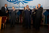 From left to right: His Excellency Ambassador John W. Ashe, Permanent Representative of Antigua and Barbuda to the United Nations and Chairman of G-77 in New York; Mr. Mourad Ahmia, Executive Secretary of the Group of 77; His Excellency Mr. Laurent Gbagbo, President of the Republic of Cte d'Ivoire; and The Honourable W. Baldwin Spencer, Prime Minister and Minister for Foreign Affairs of Antigua and Barbuda, Chair of G-77.