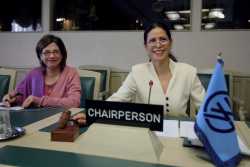Dr Lamya Al-Saqqaf (right) outgoing 2007 Chairperson and H.E. Tasnim Aslam (left).