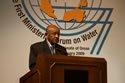 His Excellency Mr. Kamal Ali Mohamed, Minister of Irrigation and Water Resources of the Republic of the Sudan, Chair of the Group of 77, addressing the Ministerial Forum on Water at the openign ceremony on 23 February 2009. (Photo: Michael Holewka)