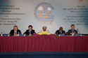 From left to right: Mr. Andras Szollosi-Nagy, Panelist and Deputy Assistant Director-General  for Natural Sciences  and Secretary of the International Hydrological  Programme of UNESCO; Mr. Paviz Kookahan, Panelist and Director of the Land and Water Division of FAO; H.E Shake Abdullah Bin Salim Al-Rawas , Minister of Regional Municiapalities and Water Resources of the Sultanate of Oman; H.E. Mr. Kamal Ali Mohamed, Minister of Irrigation and Water Resources of the Republic of the Sudan, Chair of the Group of 77; and Mr. Mourad Ahmia, Executive Secretary of the Group of 77. (Photo: Michael Holewka)