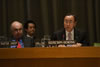 UN Secretary-General, H.E. Mr. Ban Ki-moon (right), flanked by Mr.  Kemal Dervis, Administrator of the United Nations Development Programme, addresses the handover ceremony of the Chairmanship of the Group of 77 from Pakistan to Antigua and Barbuda. 