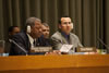 H.E. Mr. Winston Baldwin Spencer (left), Prime Minister and Minister for Foreign Affairs of Antigua and Barbuda; and Mr. Mourad Ahmia (right), Executive Secretary of the Group of 77.