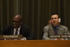 Ambassador John W. Ashe (left), Permanent Representative of Antigua and Barbuda to the UN, flanked by Mr. Mourad Ahmia (right), Executive Secretary of the Group of 77.